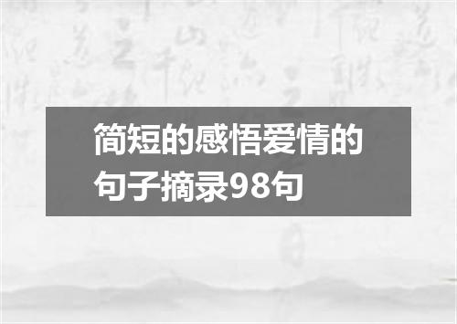 简短的感悟爱情的句子摘录98句
