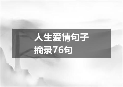人生爱情句子摘录76句