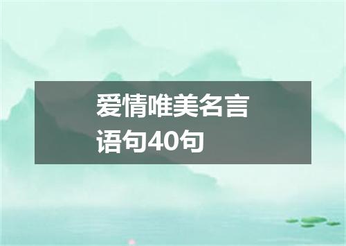 爱情唯美名言语句40句