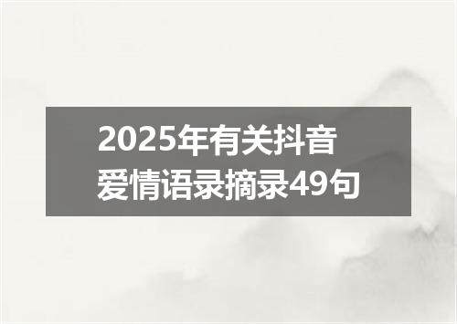 2025年有关抖音爱情语录摘录49句