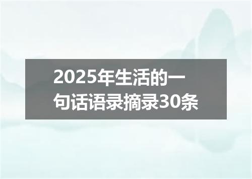 2025年生活的一句话语录摘录30条