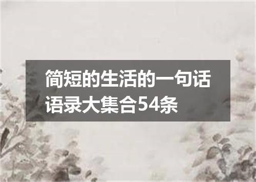 简短的生活的一句话语录大集合54条