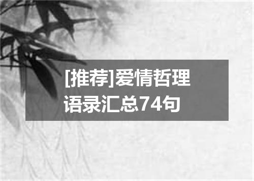 [推荐]爱情哲理语录汇总74句