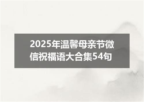 2025年温馨母亲节微信祝福语大合集54句