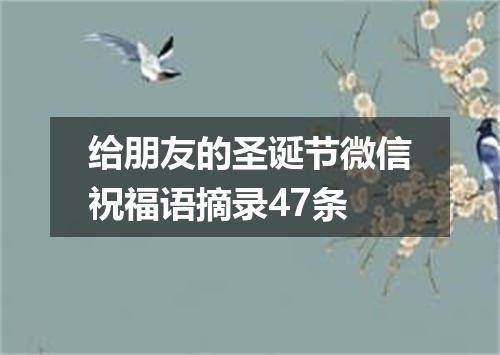 给朋友的圣诞节微信祝福语摘录47条