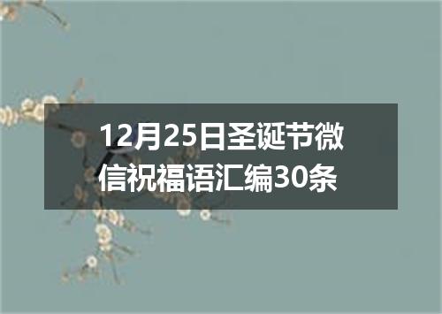 12月25日圣诞节微信祝福语汇编30条
