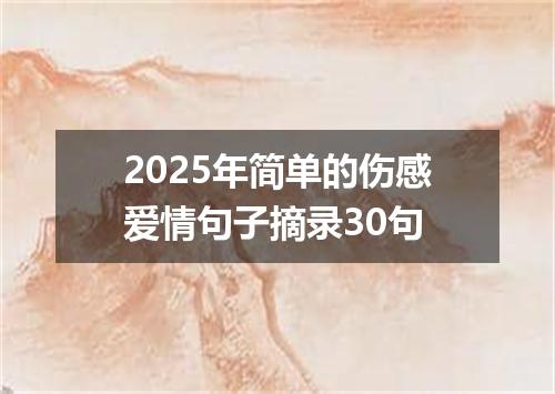 2025年简单的伤感爱情句子摘录30句