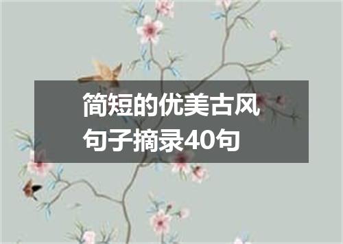 简短的优美古风句子摘录40句