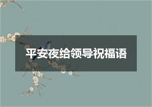 平安夜给领导祝福语