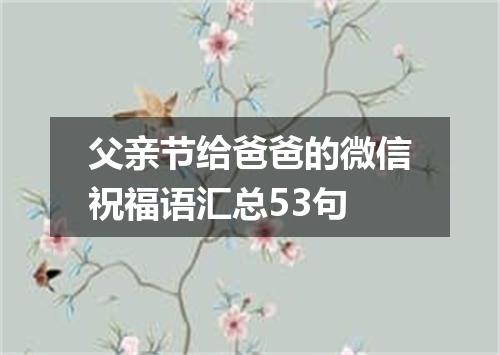 父亲节给爸爸的微信祝福语汇总53句