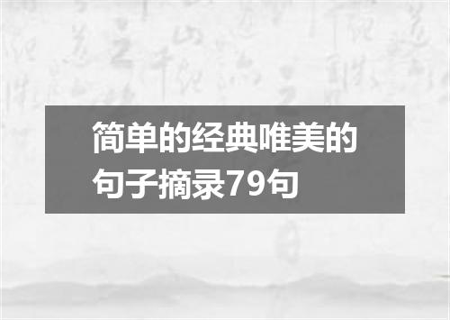简单的经典唯美的句子摘录79句