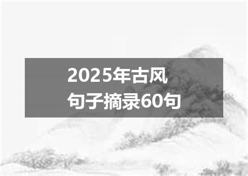 2025年古风句子摘录60句