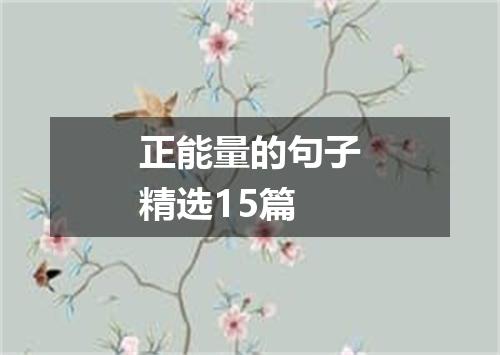 正能量的句子精选15篇