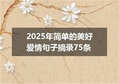 2025年简单的美好爱情句子摘录75条