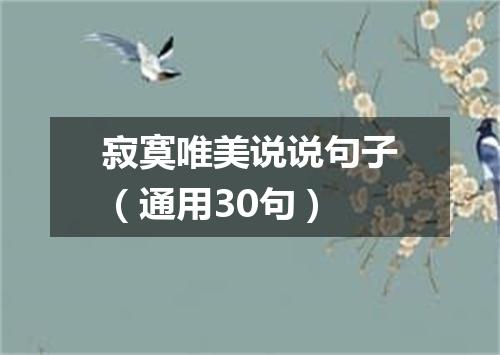 寂寞唯美说说句子（通用30句）