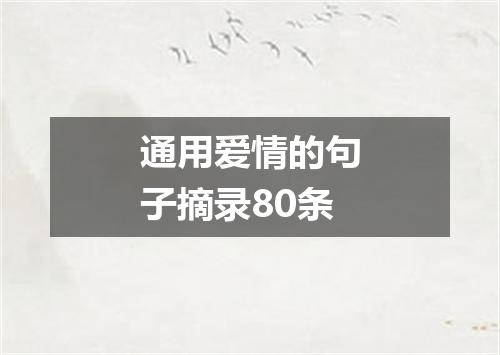 通用爱情的句子摘录80条