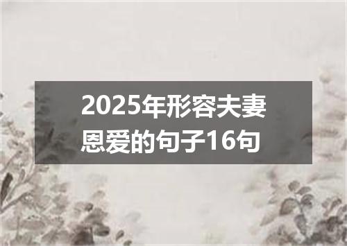 2025年形容夫妻恩爱的句子16句