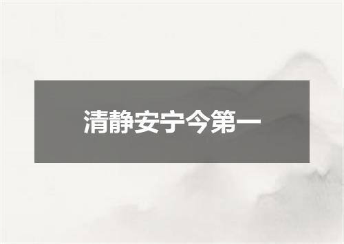 清静安宁今第一