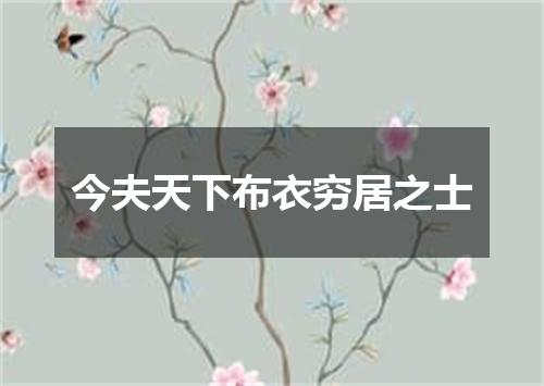 今夫天下布衣穷居之士