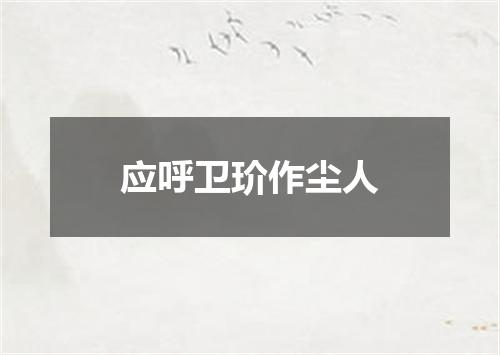 应呼卫玠作尘人