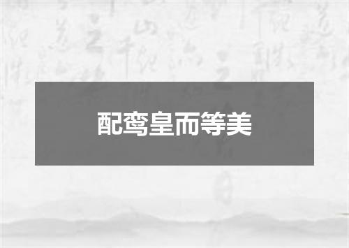 配鸾皇而等美