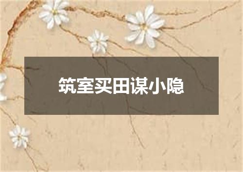 筑室买田谋小隐