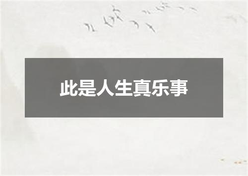 此是人生真乐事