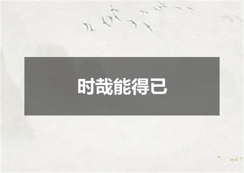时哉能得已