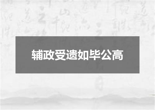 辅政受遗如毕公高
