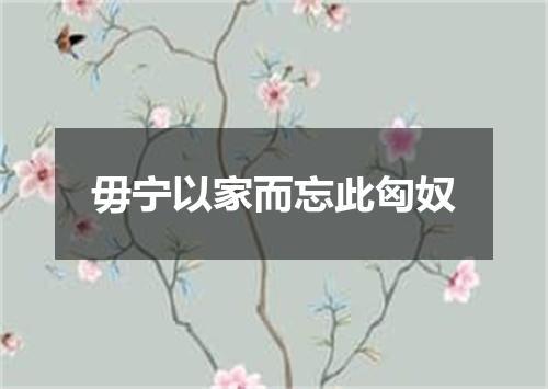 毋宁以家而忘此匈奴