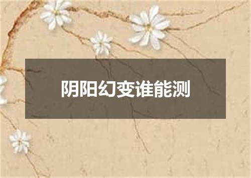 阴阳幻变谁能测
