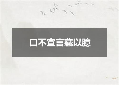 口不宣言藏以臆