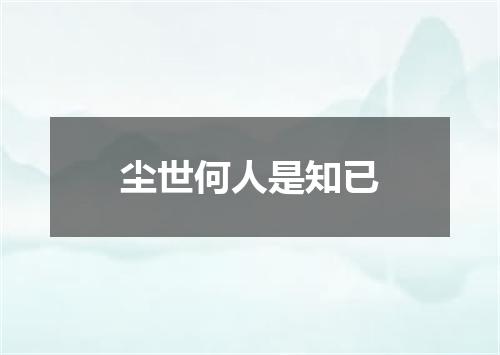 尘世何人是知已