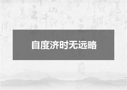 自度济时无远略