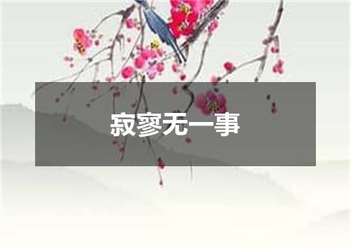 寂寥无一事