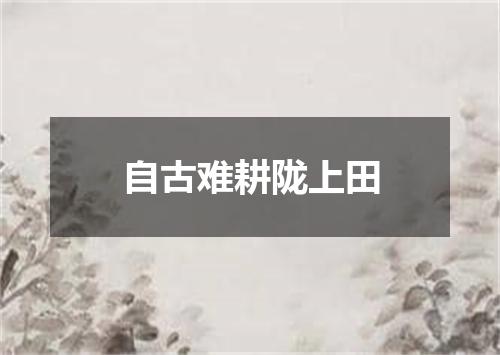 自古难耕陇上田