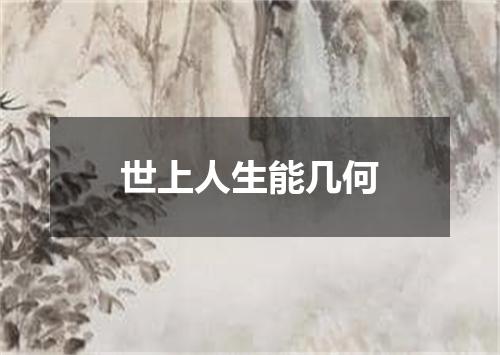 世上人生能几何
