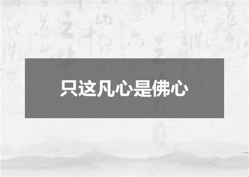 只这凡心是佛心