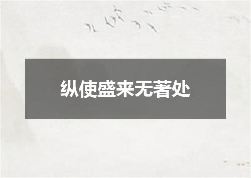 纵使盛来无著处