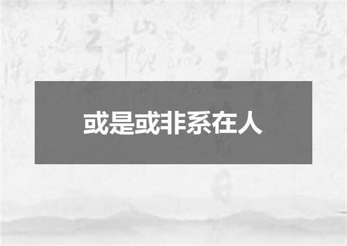 或是或非系在人