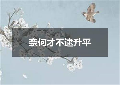 奈何才不逮升平