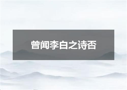 曾闻李白之诗否