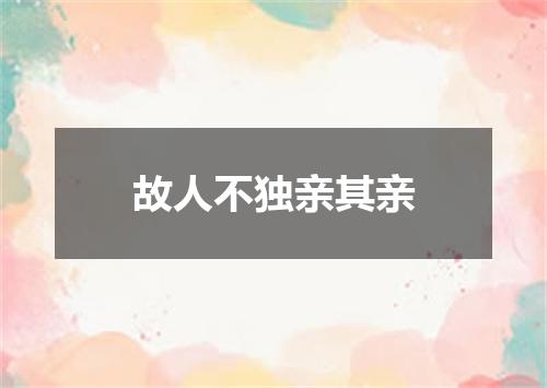 故人不独亲其亲