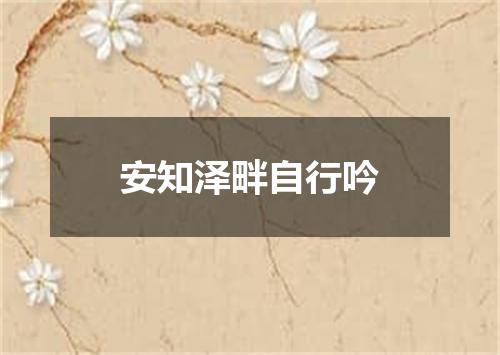 安知泽畔自行吟