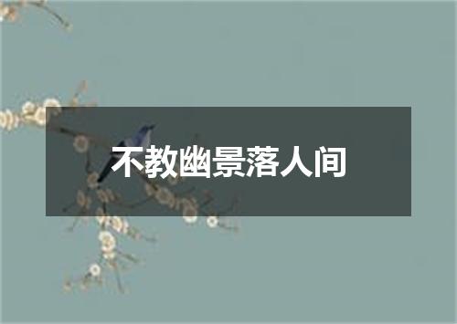 不教幽景落人间