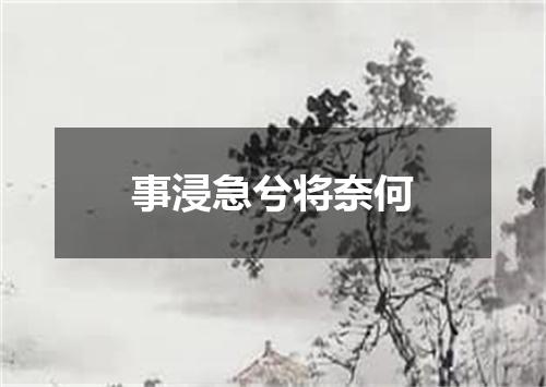 事浸急兮将奈何