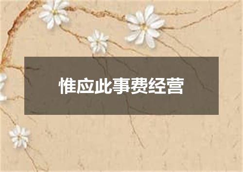 惟应此事费经营