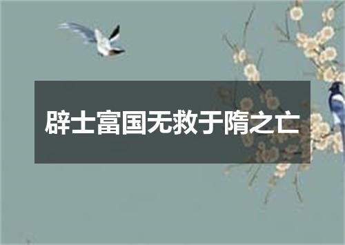 辟士富国无救于隋之亡