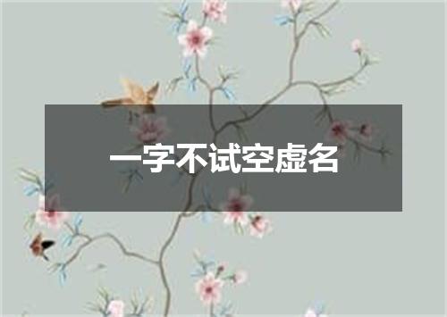 一字不试空虚名