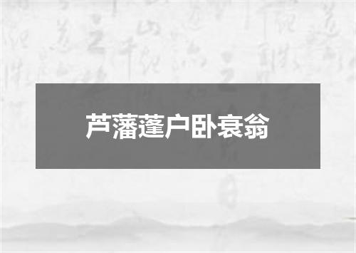 芦藩蓬户卧衰翁